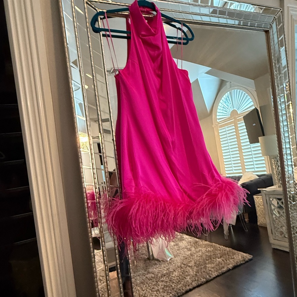 Amanda Uprichard Pink Feather Mini Dress - Picture 5 of 9